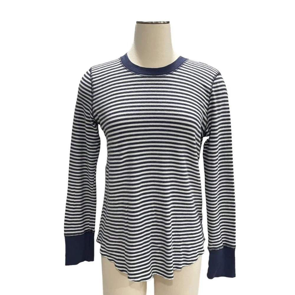 Aerie Women's Striped Long-Sleeve T-Shirt Medium Nautical Casual Comfy Summer - Picture 5 of 11